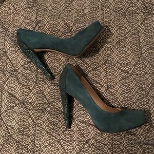 EUC Turqouise Sparkle Bling Platform Heels